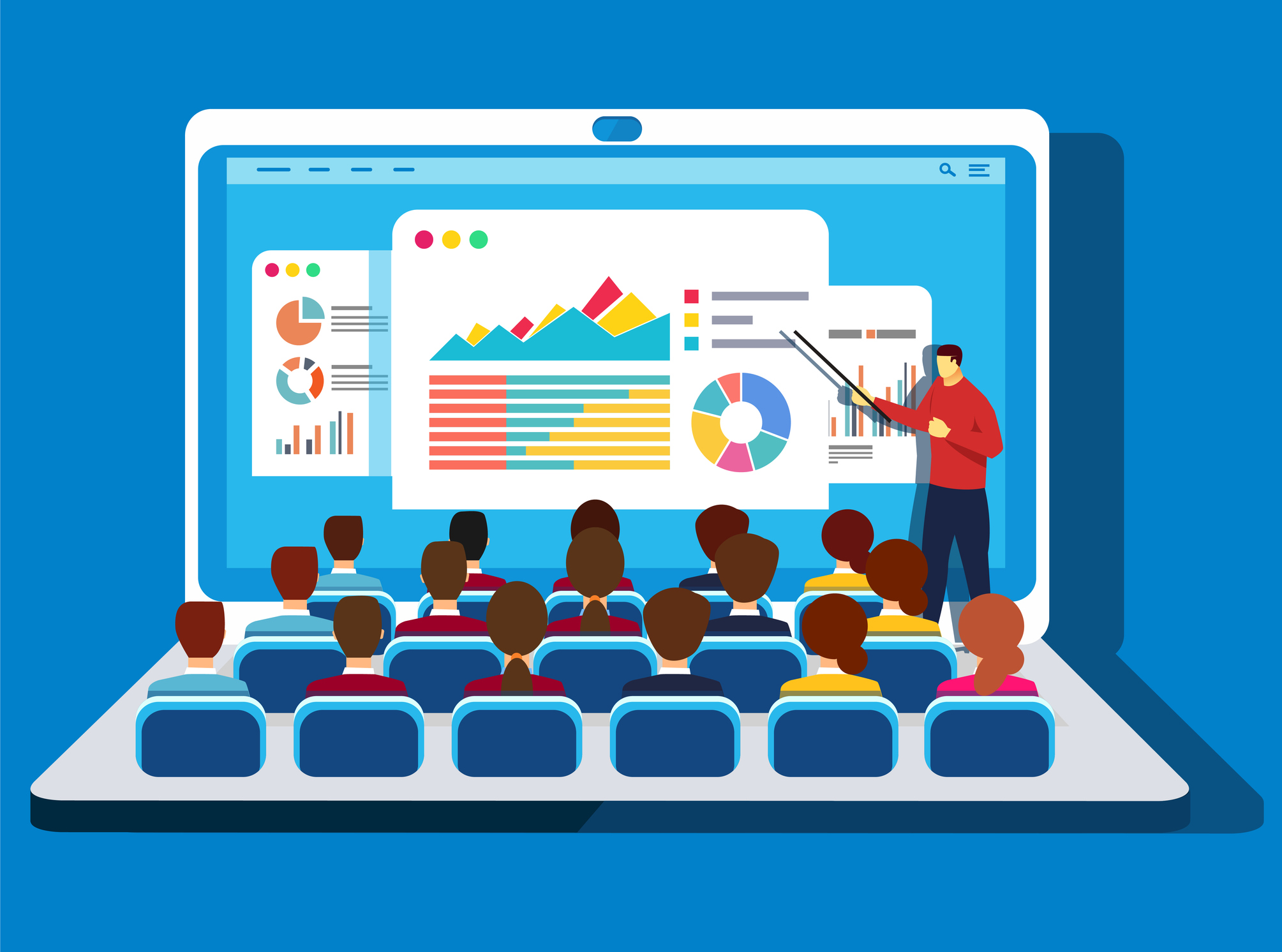 Illustrated graphic of virtual learning