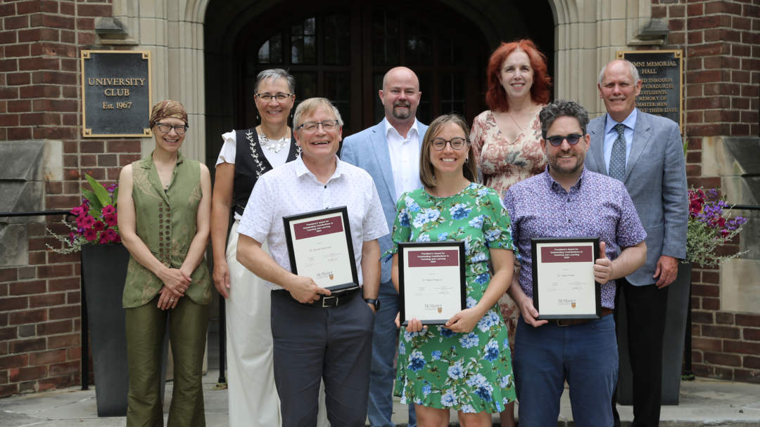 Feature image 2024 President Award Winners: Back row from left to right: Kim Dej, Cheryl Main, Mel Rutherford, Michelle MacDonald, David Farrar. Front row from left to right: Bruce Wainman, Nikol Piskuric, and Sean Park
