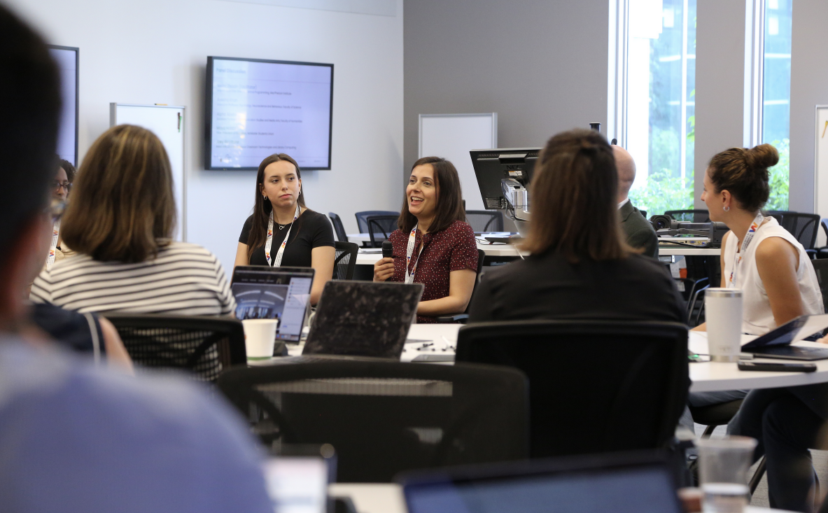 Panelists speak to new faculty members at New Faculty Orientation in August 2024.